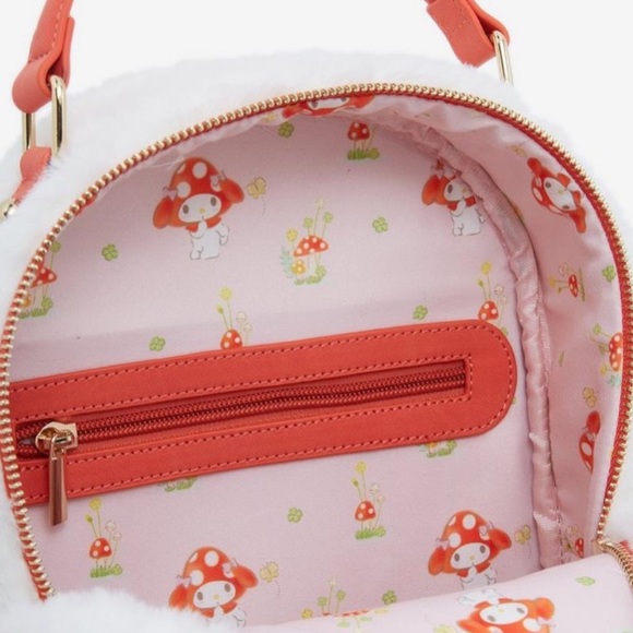Sanrio My Melody Mushroom fuzzy Backpack Bag Purse Hello Kitty NWT main image 9